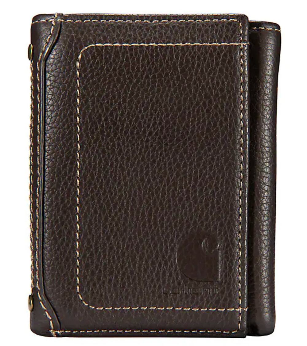 Carhartt Pebble Leather Trifold Wallet in Dark Brown